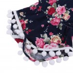 2017 New 0-2Y Floral Pattern Infantil Baby Girl Romper Para Bebe Headband Set;Tassel One Piece Newborn Baby Clothes Suit Bebe