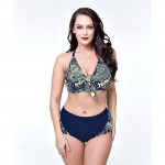 2017 New Arrival Plus Size Bikini Set Push Up Print Swimwear High Waist Women Swimsuit Halter Women Big Chest Bathing Suit