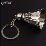 2017 New Arrival Sports Badminton Ball Stainless Steel Metal Keychain Key Chains Ring Holder for Men Women Gift