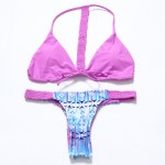 2017 New Sexy Handmade Belt Bikini Set Female Push Up Swimwear Swimsuit Pink Bathing Suit maillot de bain