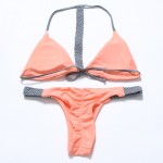 2017 New Sexy Handmade Belt Bikini Set Female Push Up Swimwear Swimsuit Pink Bathing Suit maillot de bain