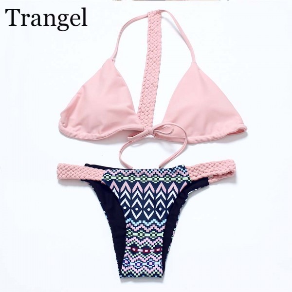 2017 New Sexy Handmade Belt Bikini Set Female Push Up Swimwear Swimsuit Pink Bathing Suit maillot de bain