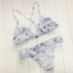 2017 New Vertvie Women Sexy Bikinis Set Double Marble Pattern Wire Free Bikinis Set Female Clothes Fitted Summer Beach Swimming