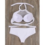 2017 Push Up Women Bikini Set Swimwear White Bathing Suit Lace Bra Plus Size High Waist Swimsuit Biquini Maillot De Bain E577