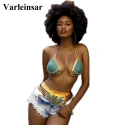2017 S - 3XL African women plus size swimwear large size two pieces swimsuit high waist bikini set Female bathing suit swim V400