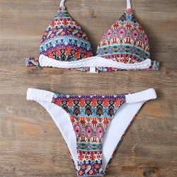 2017 Sexy Bikinis Women Swimsuit Push Up Swimwear Women Bandeau Print Brazilian Bikini Set Beach Bathing Suit Swim Wear