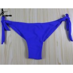 2017 Sexy Solid Thong Bikini Brazilian Cut Swimwear Women Bottom Adjustable Briefs Swimsuit Panties Underwear Thong Bathing Suit