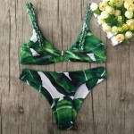 2017 Sexy Strappy Bikini Bandage Swimwear Leaves Tropical Swimsuit Retro Bikini Set Brazilian Bikinis Women Bathing Suit E968