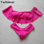 2017 Sexy ruffle flounce bikini set two pieces swimsuit female swimwear swim wear swim suit for women bathing suit Biquini V14R