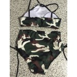 2017 Summer newest Camouflage push up high neck bikinis set high waist grommet strappy women swimwear swimsuit bathing suit 