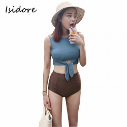 2017 Trending High Waist Bikini Swimsuit Women Swimwear Padded Sexy Crop Top Retro Bathing Suit Vintage Swim Beach Wear Bandage