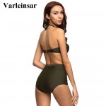 2017 two pieces bikini set green push up bikini High waist swimsuit swimwear women bathing suit swim wear female biquini V322