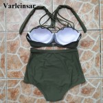 2017 two pieces bikini set green push up bikini High waist swimsuit swimwear women bathing suit swim wear female biquini V322