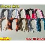 2017new fishing silicone skirts with rattle collar 30kinds/lot spinner bait bass lure blade fly fishing lures the length is 13cm