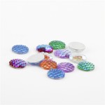 20pcs/lot Faux Druzy Resin Fish /Dragon Scale Dome Seals Cabochon Round Mixed At Random Silver Tone AB Color 12mm( 4/7") Dia