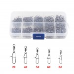 210pcs/ Set Stainless Steel Fishing Swivel Snap Rolling Swivel Connector hooked Snaps Pin Ball Bearing Fishhook Lure Tackle Kit