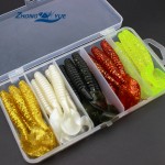 25 pcs 9cm 5 colors soft bait Set sea fishing tackle wobbler jigging fishing lure silicone bait soft worm shrimp and Tackle Box