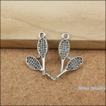 25 pcs Vintage zinc alloy Antique Silver Badminton Racket pendant fit Bracelet Necklace metal jewelry accessories Making 20025