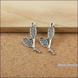 25 pcs Vintage zinc alloy Antique Silver Badminton Racket pendant fit Bracelet Necklace metal jewelry accessories Making 20025