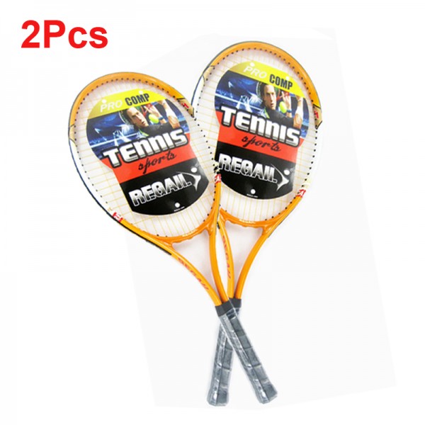 2 Pcs High Quality Regail Sports Tennis Racket Aluminum Alloy Adult Racquet with Racquet Bag for Beginners Orange / Blue Color