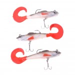 3Pcs Lead Head Soft Fishing Lures Long T Tail Fishing Lure Treble Hook Bait Fake Fishing Lures EA14