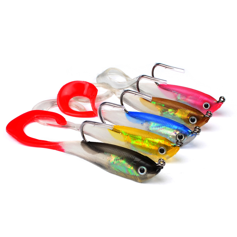 (5 pieces/lot) silicone soft baits 14.7G 10CM lead jig head fishing