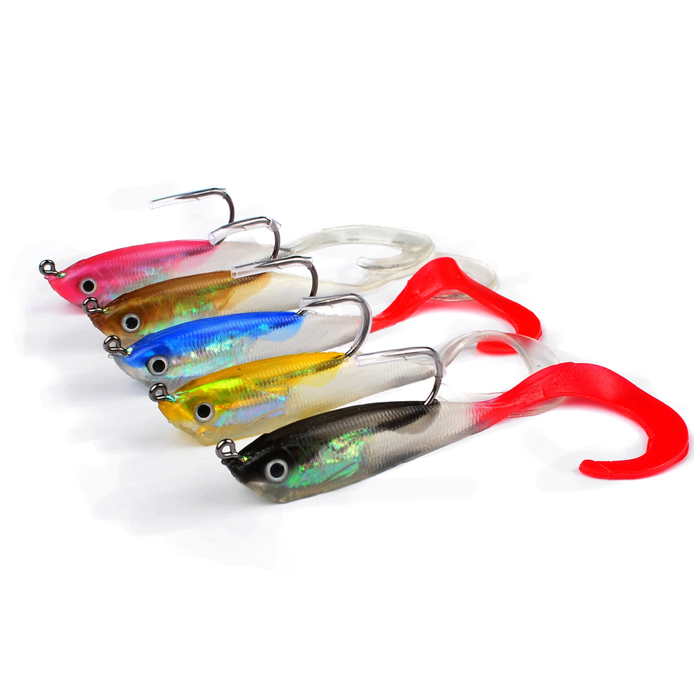 (5 pieces/lot) silicone soft baits 14.7G 10CM lead jig head fishing