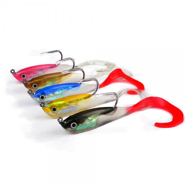 (5 pieces/lot) silicone soft baits 14.7G 10CM lead jig head fishing lures single hook artificial bait softbaits fish Supplies