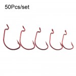 50 Pcs/box Fishing Hooks Red Crank Hook Lure Soft Bait Texas Rig Fishhook Size 1#-3# High Carbon Steel+ Plastic Tackle Box