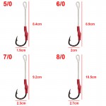 50pcs 10827 Jig Assist Fishing Hooks Jigging Assist Bait Fishing Hook With PE Line Size 1/0 2/0 3/0 4/0 5/0 6/0 7/0 8/0 9/0 10/0