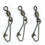50pcs/lot Stainless Steel Fishing Bearing MS+QL Swivels Interlock Rolling Swivel with Hooked Snap  Fishing Hook Connector Tackle