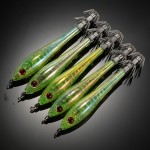 5pcs/lot Luminous Squid Hook Umbrella Wood Shrimp Luminated Sea Fishing Fluorescent Squid Cuttlefish Sleeve Jig Fishing Lure