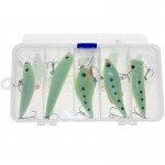 5pcs/lot Night Fishing Lure bait Kit VIB Popper Crankbait Minnow Pencil Luminous Artificial Bait With Lure Box YE-296