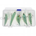 5pcs/lot Night Fishing Lure bait Kit VIB Popper Crankbait Minnow Pencil Luminous Artificial Bait With Lure Box YE-296