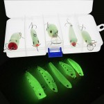 5pcs/lot Night Fishing Lure bait Kit VIB Popper Crankbait Minnow Pencil Luminous Artificial Bait With Lure Box YE-296