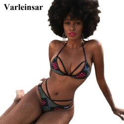 African print sexy Bikini Plus Size Swimwear Women bikini set two pieces Swimsuit Biquini Bathing Suit swim wear female V398B