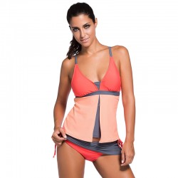 Aleumdr Hot Sale Swimsuit Women Colorblock Tankini Skort Bottom Bikini Sets Beach Wear Swimwear Bathing Suit Two Pieces 41965