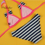 Andzhelika 2017 New Bikinis Set Children's Swimsuit Cute Bow Solid striped Bottom Girls Swimwear Swimming Suit 10-16 year old