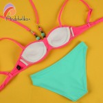 Andzhelika 2017 Summer Children's Swimwear Decoration Neck Girls Bikinis Set Push up Swimming Suit Kid Bathing Suit 317003