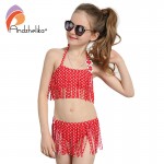 Andzhelika Summer Children's Swimwear 2017 New Girls Bikini Cute Dot Child Bikini Set Kids Tassel Swim Suit For Girl Swimwear 