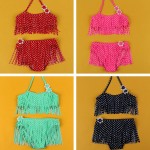 Andzhelika Summer Children's Swimwear 2017 New Girls Bikini Cute Dot Child Bikini Set Kids Tassel Swim Suit For Girl Swimwear 