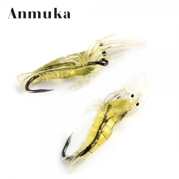 Anmuka 10pcs 4CM Soft Shrimp Fishing Lure Single Hooks Soft lure Realistic Grass Shrimp Artificial Lure 21019-10