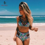 Ariel Sarah Brand 2017 Push Up Bikini  High Waist Swimsuit Swimwear Women Sexy Bikinis Set Floral Swimming Suit for Women Q134