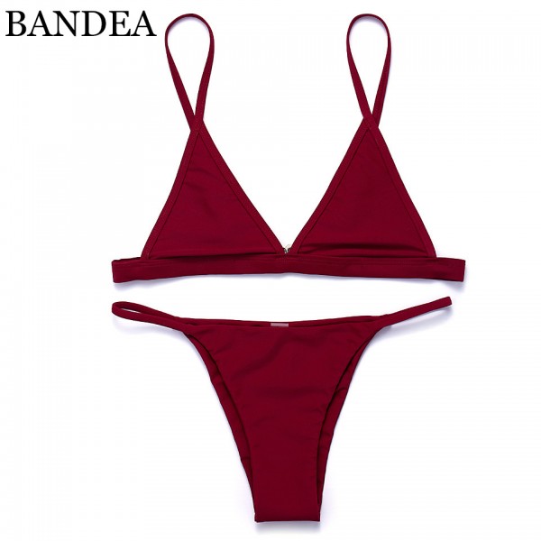 BANDEA 2017 Classic style Bikini Set Women Sexy Swimwear Wine Red Bikini Brazilian Swimsuit Beach Sexy Swimsuit Set Latest Color