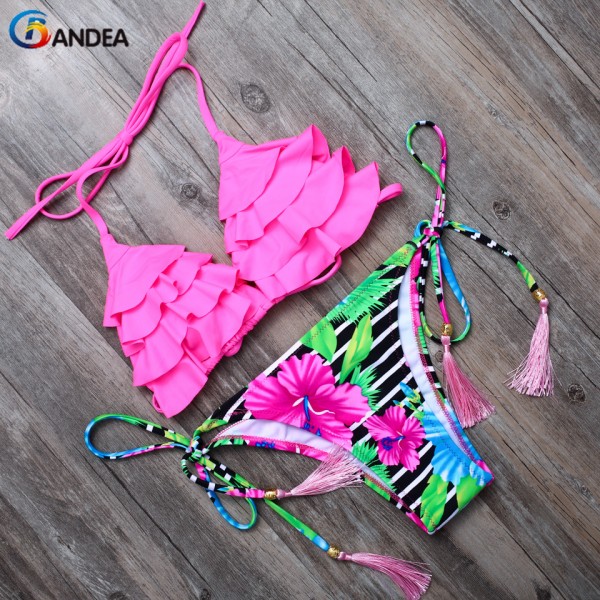 BANDEA 2017 bikini sexy women swimsuit halter swimwear female swimsuit brazilian bikini set bandeau bathing Suit beach wear 6705