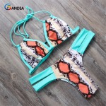 BANDEA maillot de bain femme women bikini set 2017 halter swimwear print swimsuit sexy leopard bathing suit padded bikini HA004