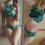 BLESSKISS High Neck Bikini Women Swimwear 2017 Hot Printed Green Leaf Bandage Swimsuit Bikini Set Bathing Suit Crop Top Biquini