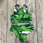 BLESSKISS High Neck Bikini Women Swimwear 2017 Hot Printed Green Leaf Bandage Swimsuit Bikini Set Bathing Suit Crop Top Biquini