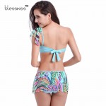 BLESSKISS New 2017 Ruffle Strapless Bikini Women Swimsuit Printed Floral Off The Shoulder Bandeau Bikini Swimwear Bathing Suits
