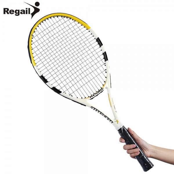 Carbon Aluminum Alloy Tennis Racket  Durable Tennis Racket Yellow Aluminum Alloy Frame Top Material Strings with Tennis Bag